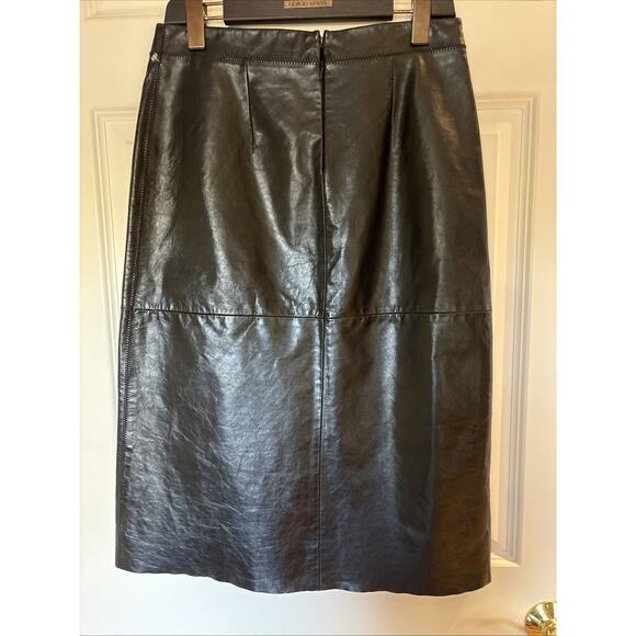 Vintage GAP Midi Genuine Leather Skirt Womens Sz 2 Black A-Line 28 X 27 lined EU - Picture 6 of 12
